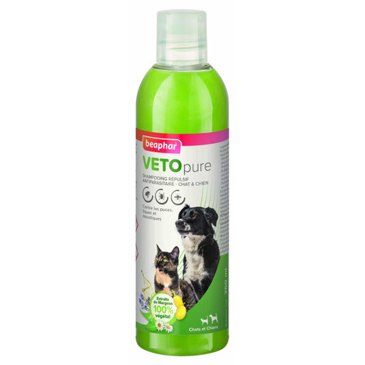 Beaphar Veto Pure Bio 250 ml, Blusu, ērču un odu atbaidīšanas šampūns suņiem un kaķiem 