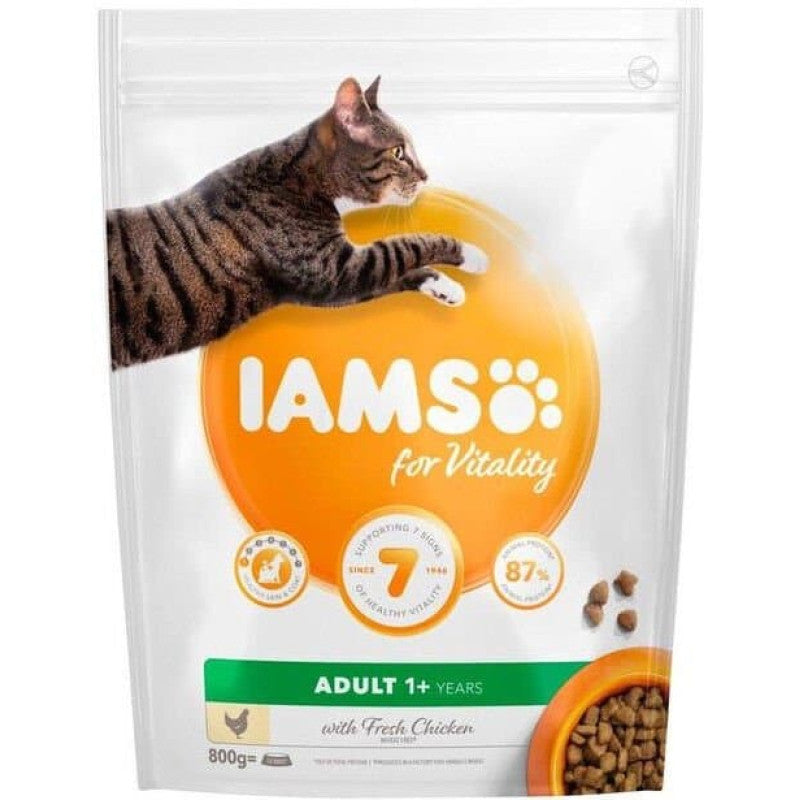 Iams Trockenfutter für Katzen mit Huhn, 800 g – ZuZu.land