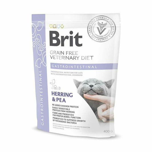 Brit GF Veterinary Diets Cat Gastrointestinal Sausā barība kaķiem ar siļķi,kunģa-zarnu trakta traucējumos, 0,4kg