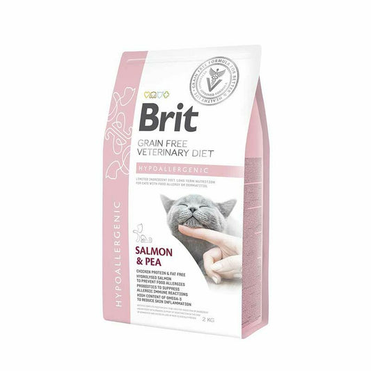Brit GF Veterinary Diets Cat Hypoallergenic Sausā barība kaķiem ar lasi, hipoalerģiska, 2kg
