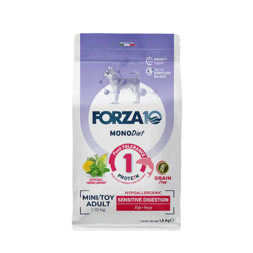 Forza10 MonoDiet Sensitive Digestion Mini/Toy Adult Sausā barība maza izmēra suņiem ar zivi, 1,5kg