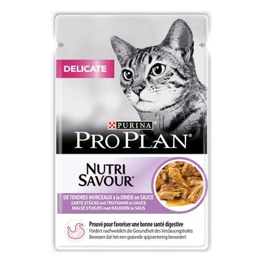 Purina PRO PLAN® Delicate Adult Mitrā barība kaķiem ar tītaru, 85g