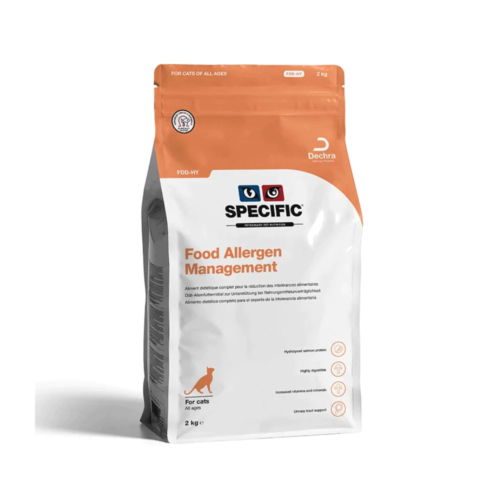 SPECIFIC™ Cat FDD-HY Food Allergy Management, sausā barība kaķiem pretalerģiska ar lasi, 2kg