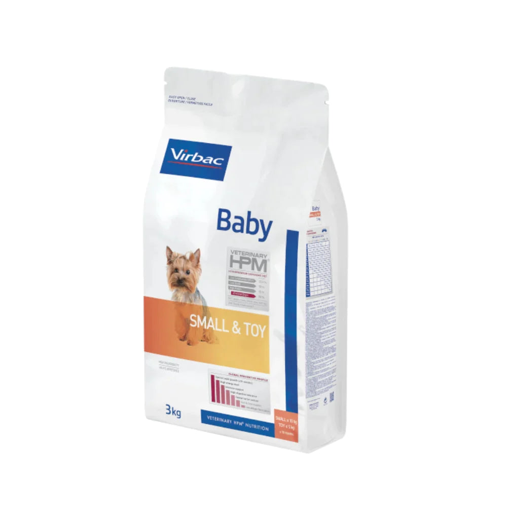 Virbac HPM Baby Dog Small & Toy Trockenfutter für Hunde mit Schweinefleisch, 3 kg
