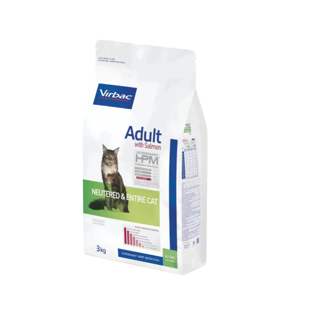 Virbac HPM Adult Cat Neutered & Entire Salmon Dry Cat Food With Salmon, 3kg