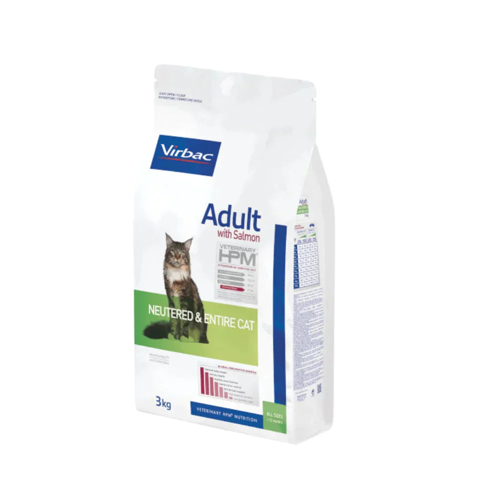 Virbac HPM Adult Cat Neutered & Entire Salmon Dry Cat Food With Salmon, 1.5kg