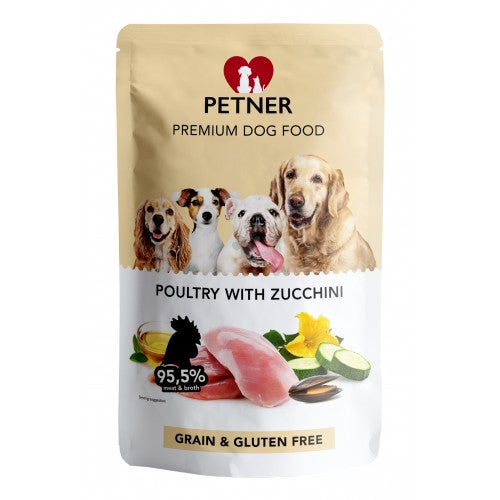 Petner Wet Dog Food With Poultry and Zucchini, 500g