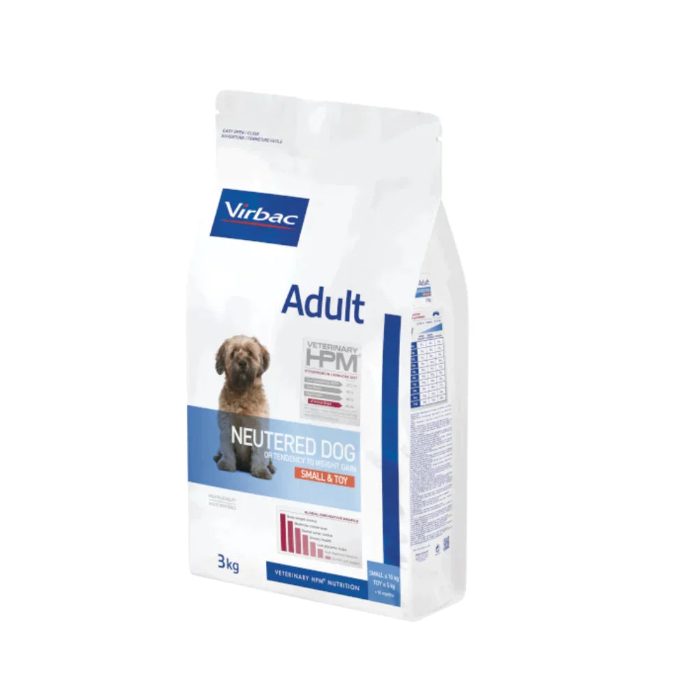 Virbac HPM Adult Neutered Dog Small & Toy Trockenfutter für Hunde mit Schweinefleisch, 7 kg