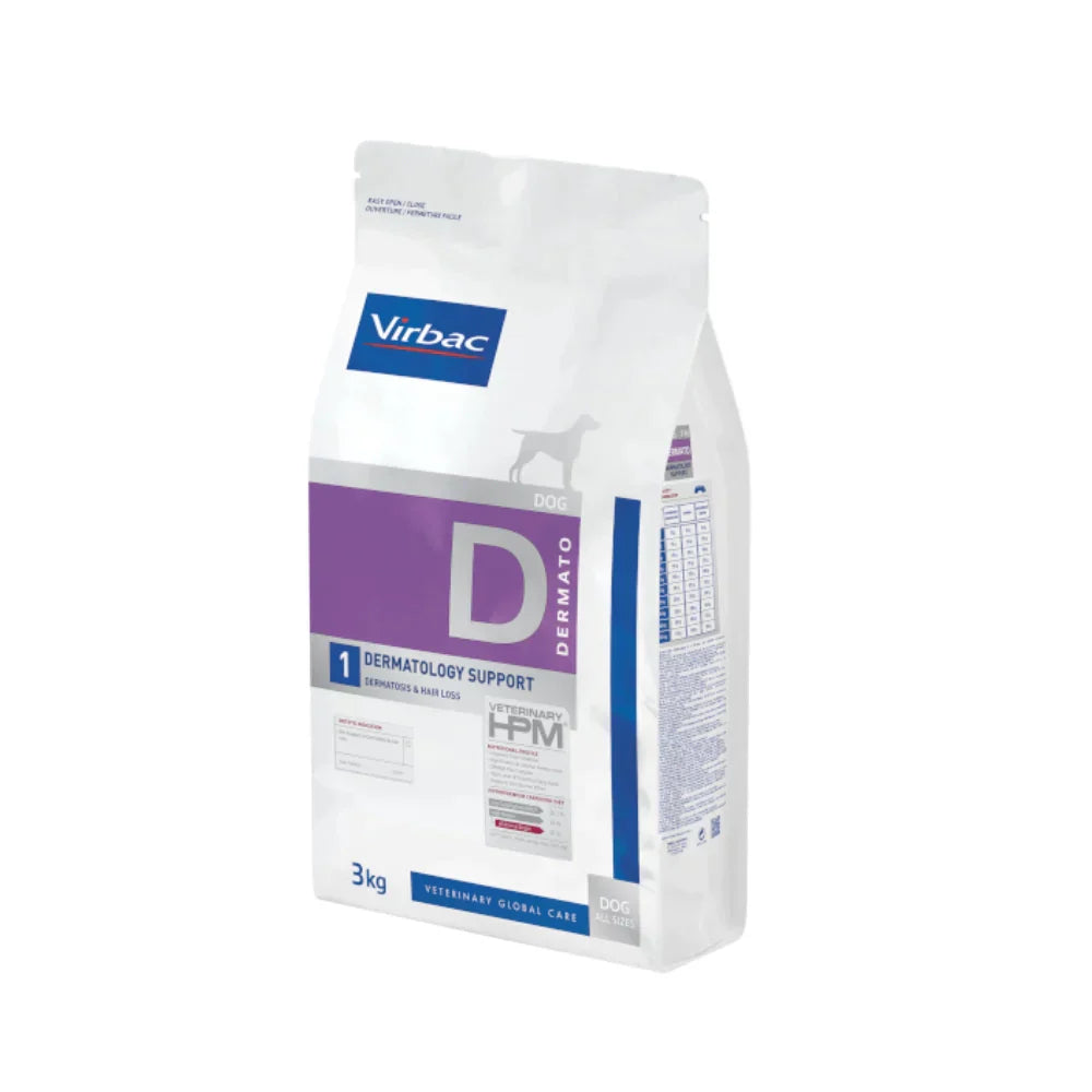 Virbac HPM Dog D1 Dermatology Support Dry Dog Food With Pork, 3kg