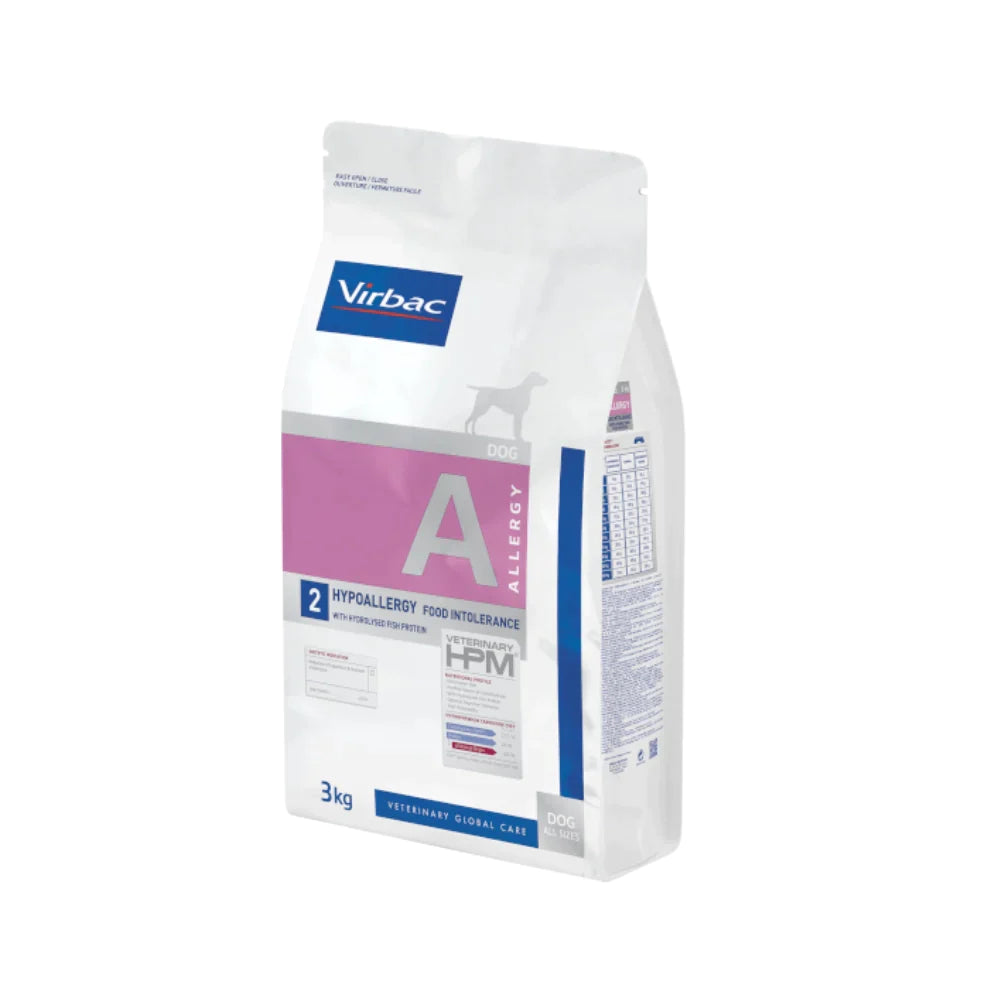 Virbac HPM Dog A2 Hypoallergie-Nahrungsmittelunverträglichkeits-Trockenfutter für Hunde mit Lachs, 7 kg