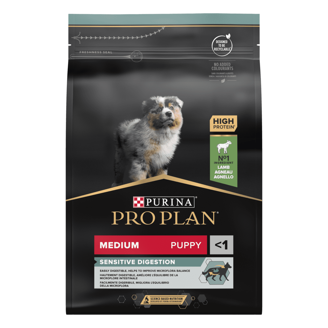 PRO PLAN® Medium Puppy Sensitive Digestion Sausā barība vidēja izmēra kucēniem ar jēru, 3kg