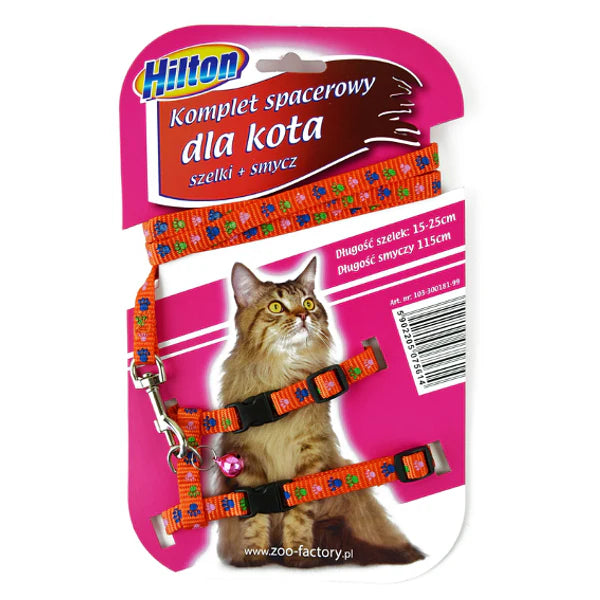 Hilton Cat Walking Set – Harness and Leash, 10 mm, 15–25 cm, Random Colour