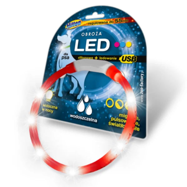 HILTON LED SILICONE COLLAR 1.4*0.8CMX55CM WITH USB FOR DOG