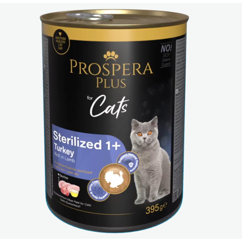 Prospera Plus Sterilized Turkey & Lamb Wet Cat Food, 395 g
