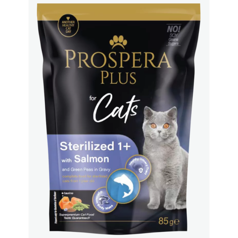 Prospera Plus Sterilized 1+, with Salmon, Wet Cat Food, 85 g