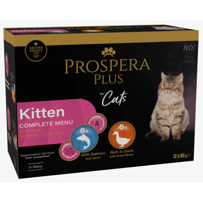 Prospera Plus, Cat Pouch Kitten, Mix Wet Kitten Food, 12 x 85 g
