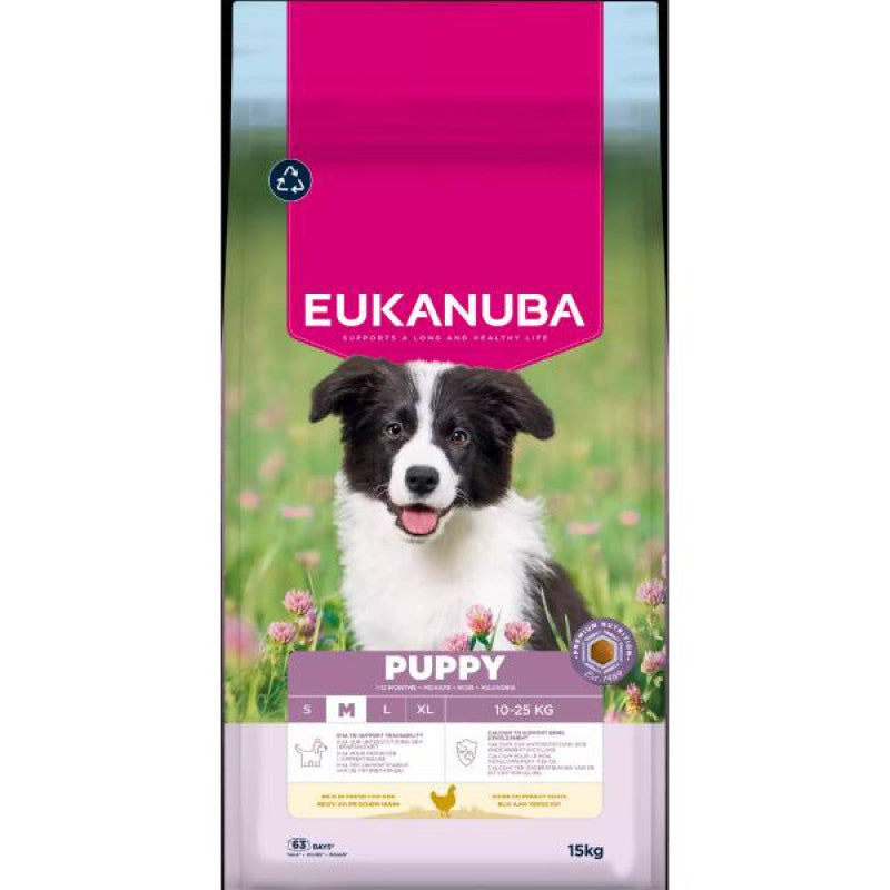 Eukanuba Torrfoder för valp och junior medium med kyckling, 15 kg