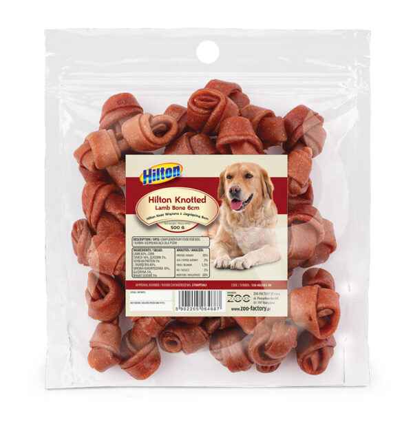 Hilton Knotted Lamb Bone Dog Treats, 6cm