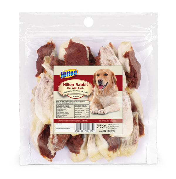 Hilton Rabbit Ear With Duck, Dog Treats, 500g