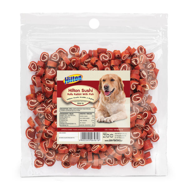 Hilton Sushi Rolls Rabbit With Fish, Dog Treats, 500g