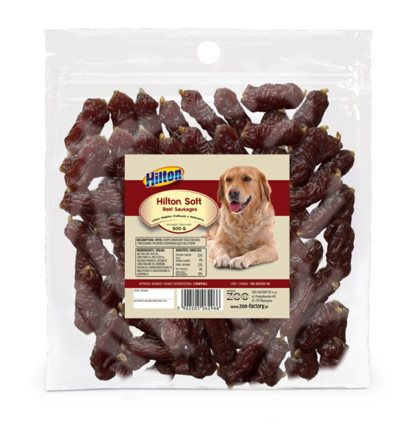 Hilton Soft Beef Sausages, Dog Treats, 500g