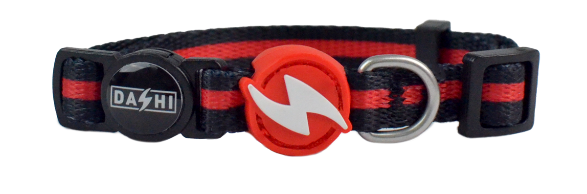 Dashi Stripes3 RED&BLACK Cat Collar