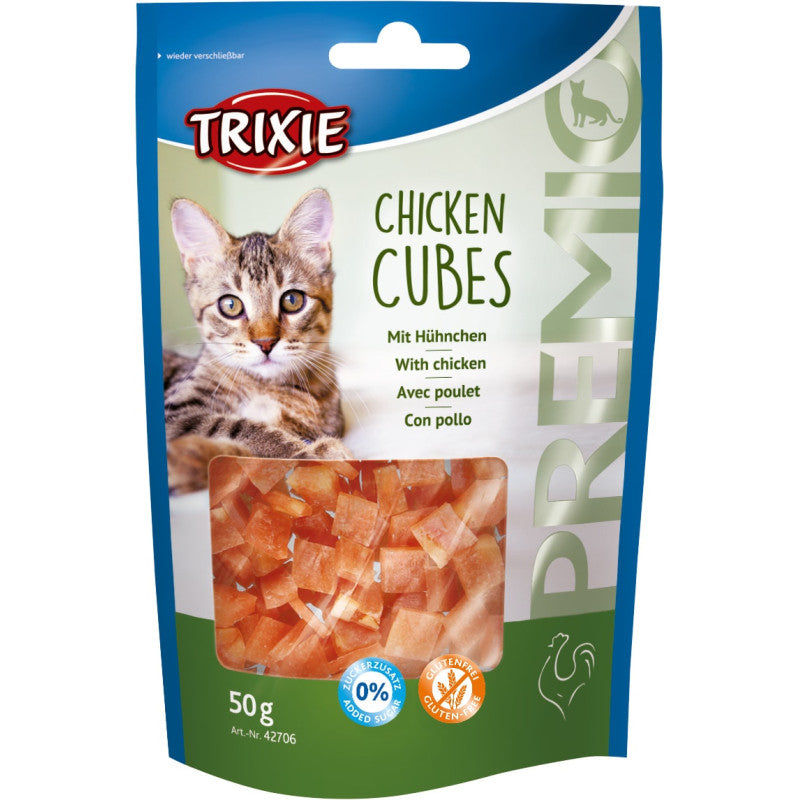 Gardumi kaķiem : Trixie Premio Chicken Cubes 50g