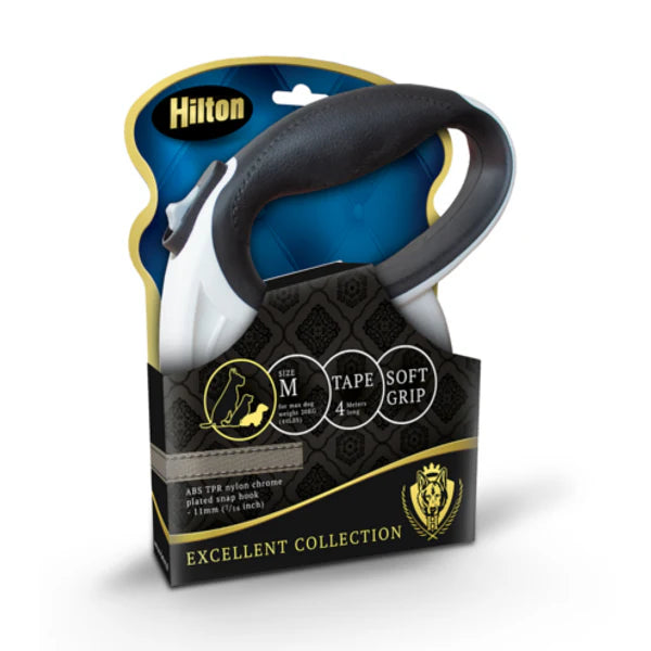 Hilton SMART DOG TAPE M Retractable Leash for Dogs, White/Black, 4 m, up to 20 kg