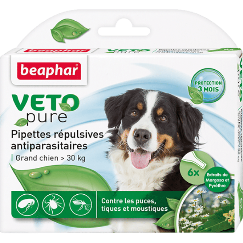 Beaphar VETO Pure Bio Spot On for Large Dog over 30 kg, 6 Pipettes