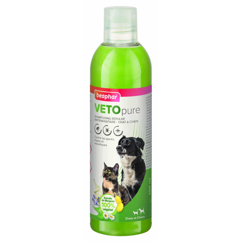 Beaphar VETOPure Bio Champú contra pulgas, garrapatas y mosquitos para perros y gatos, 250 ml (8,45 fl. oz.)