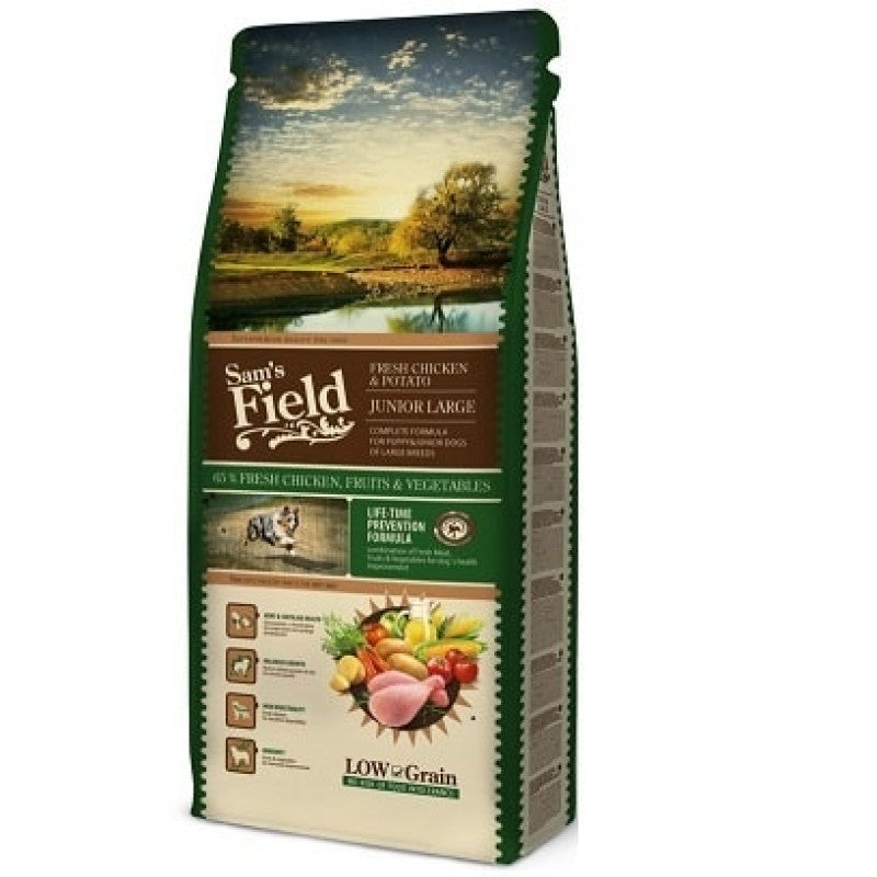 Sams Field Dry Dog Food with Fresh Chicken & Potato Junior Large, 13 kg