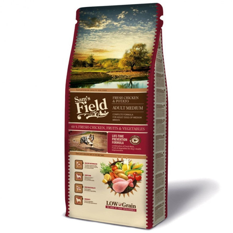 Sams Field Dry Dog Food Adult with Chicken and Potato Adult Medium, 13 kg