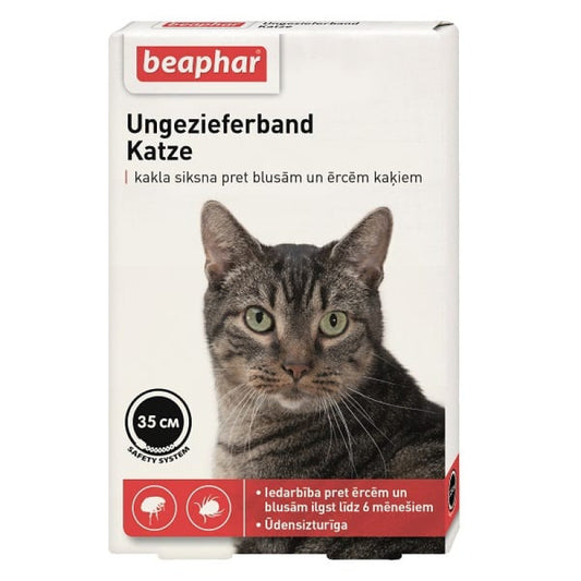 Beaphar Flea and Tick Repellent Collar for Cats, 35 cm - Elegant Black