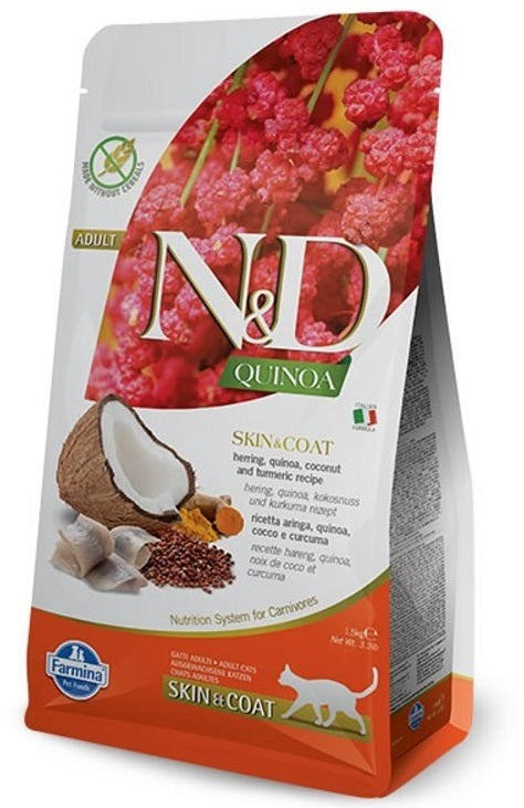 Farmina N&D Katt Quinoa Sill Hud & Päls Torrfoder för Katt, 1.5kg