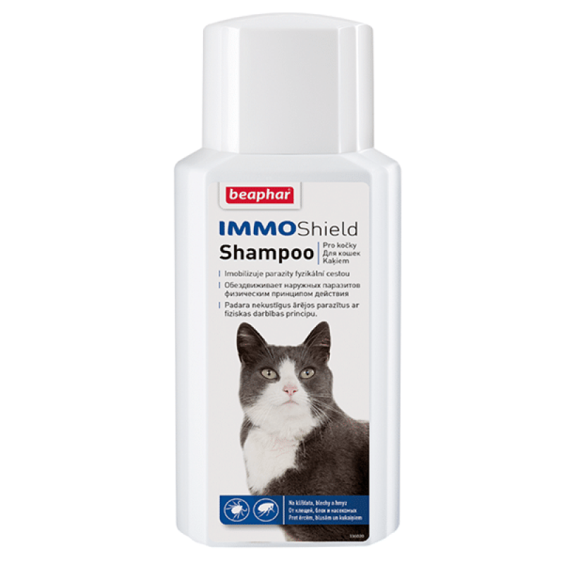 Beaphar IMMO Shield Shampoo Cats, 200ml - šampūns kaķiem, maiga un efektīva aizsardzība pret blusām un ērcēm