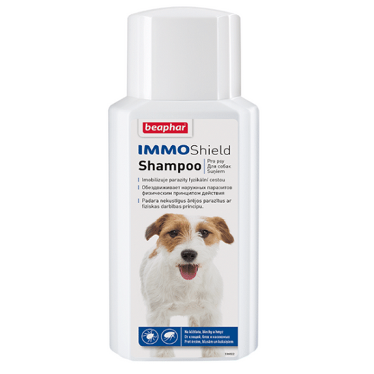 Beaphar IMMO Shield Shampoo for Dogs, 200ml- Šampūns suņiem, dziļi attīroša aizsardzība pret blusām un ērcēm