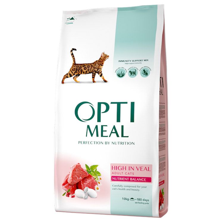 Optimeal Dry Food For Adult Cat With Veal, 10kg