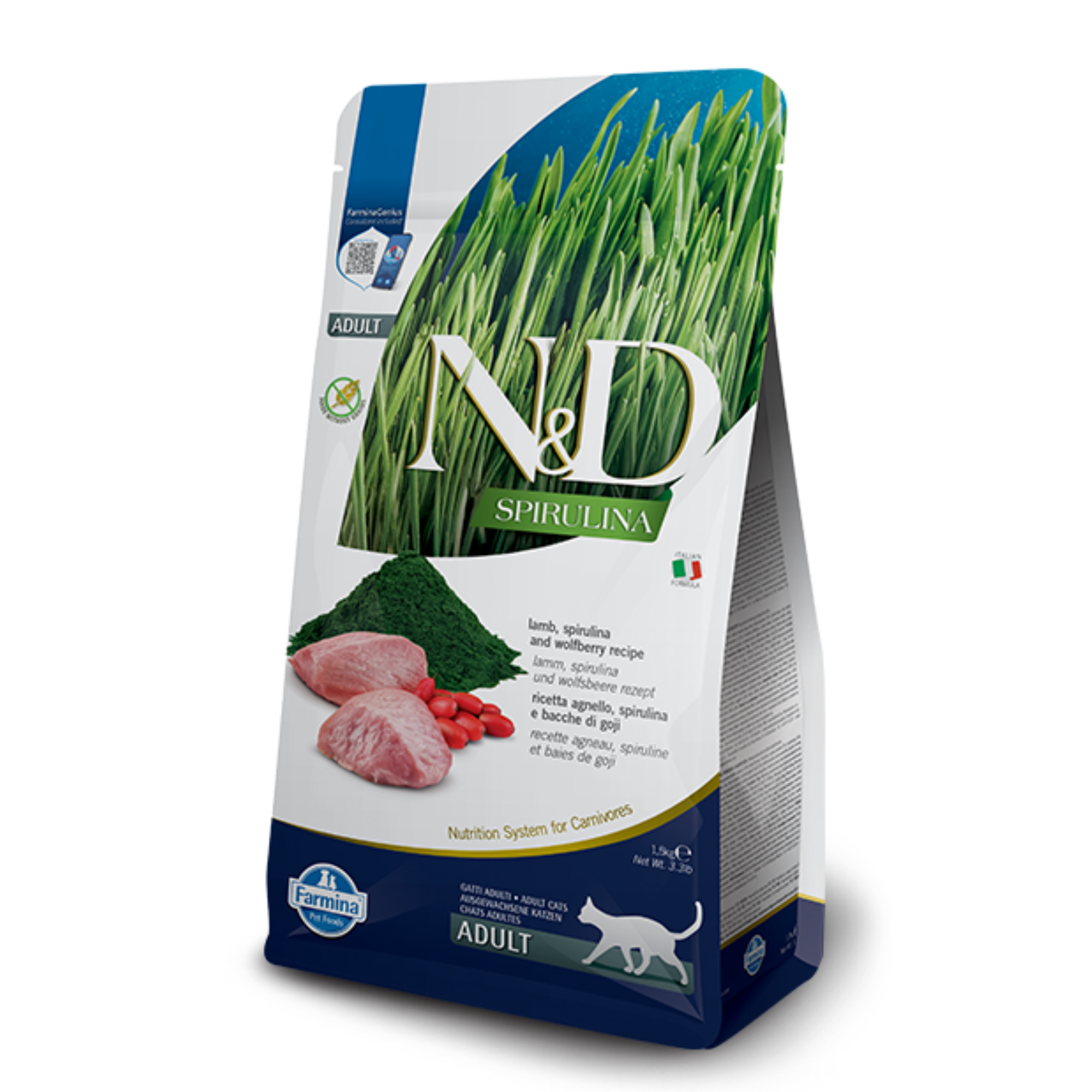 Farmina N&D Katt Spirulina Lamm Wolfberry Vuxen Torrfoder, 1.5KG