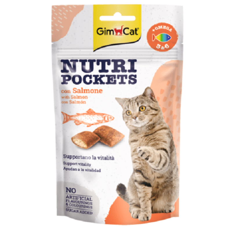 GIMBORN GimCat Nutri Pockets with Salmon and Omega 3, 6,60g