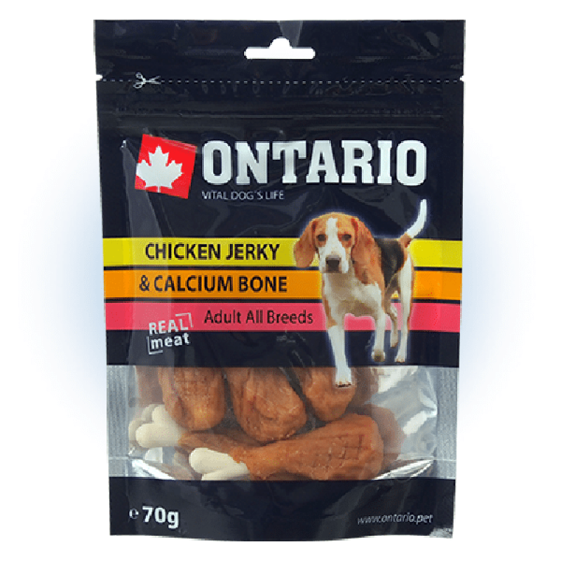 Ontario kārumi suņiem vistas žāvējums & kalcijas kauliņš, 70 g