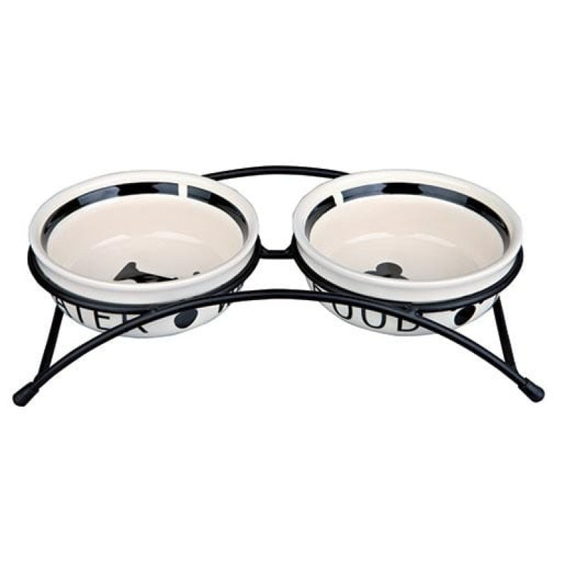 Trixie Juego de cuencos Eat on Feet, 2 × 0,25 l/, ø 13 cm, blanco/negro