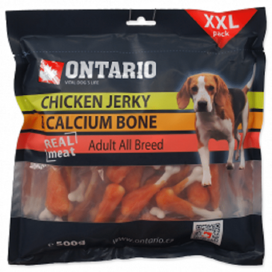 Ontario kārumi suņiem vistas žāvējums & kalcijas kauliņš, 500 g
