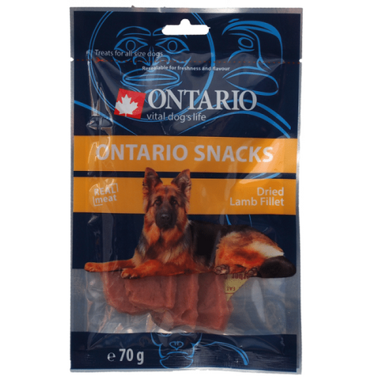 Ontario kārumi suņiem žāvētas jēra strēmelītes, 70 g