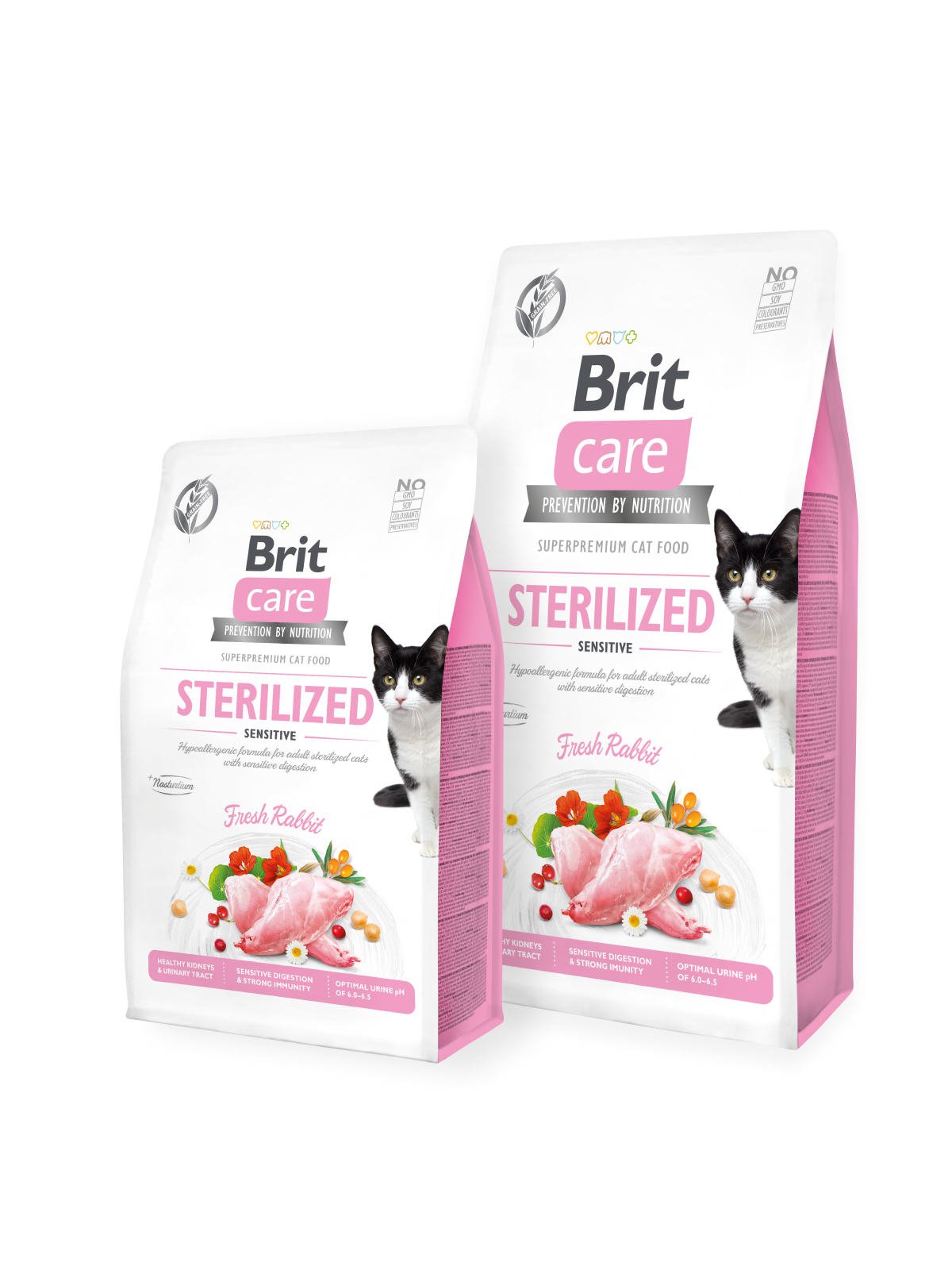  Brit Care Cat GF Sterilized Sensitive Sausā barība pieaugušiem kaķiem ar svaigu trusi, bez graudiem, 2kg