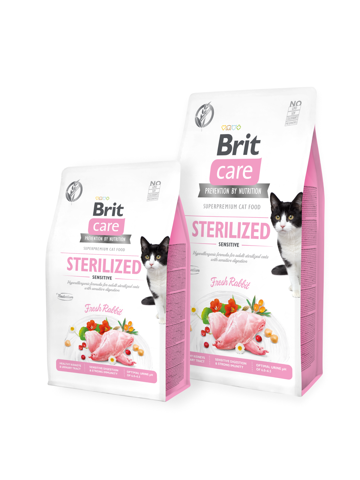 Brit Care Cat GF Sterilized Sensitive Sausā barība pieaugušiem kaķiem ar svaigu trusi, bez graudiem, 7kg
