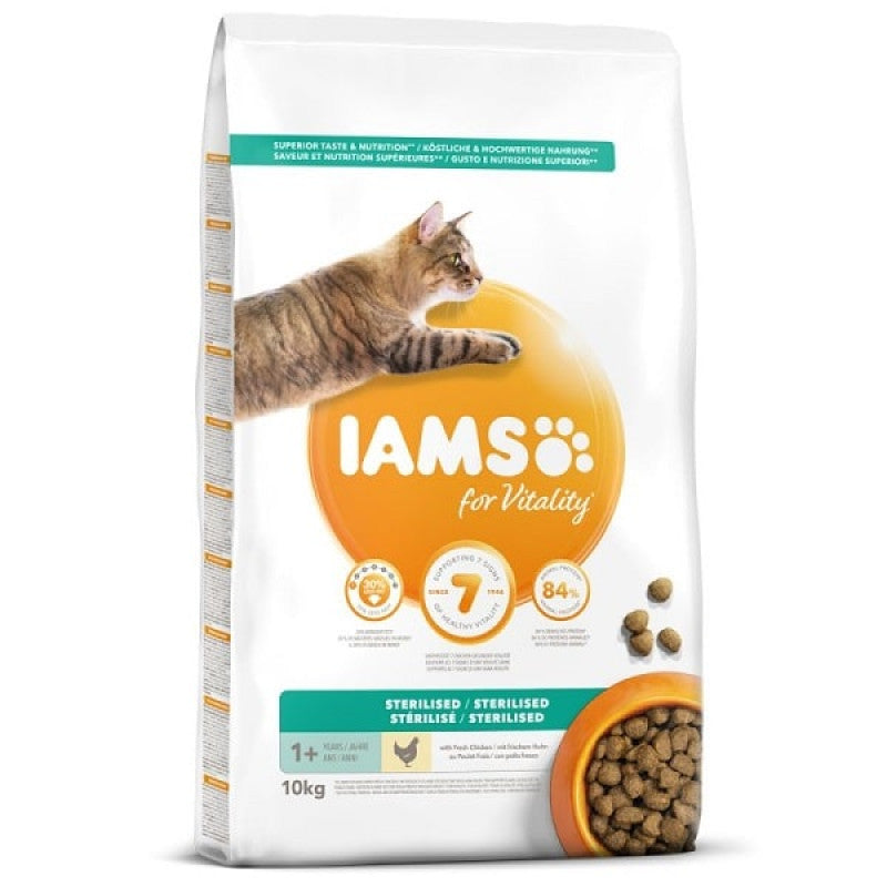 Iams Dry Cat Food Adult Sterilized with Chicken, 10 kg