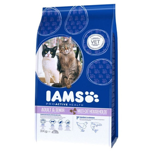 Iams sausā barība multicat ar vistu un lasi, 15 kg