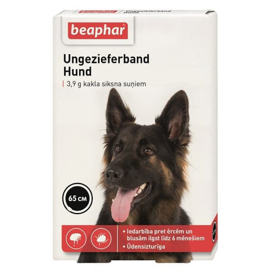 Beaphar Ungezieferband blusu un ērču atbaidīšanas kaklasiksna suņiem, 65 cm - melna