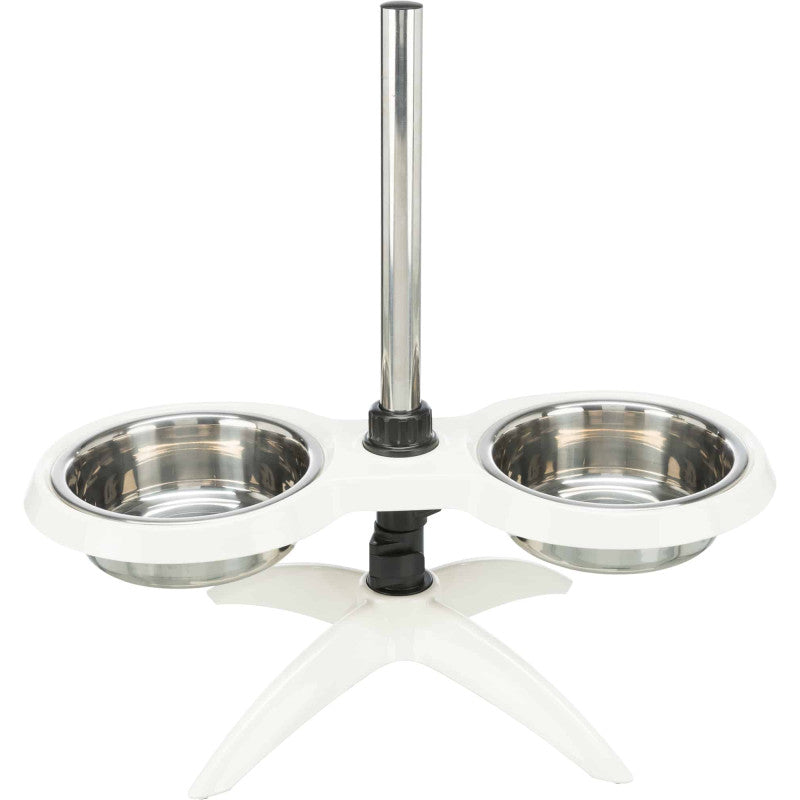 Trixie Dog bar, height adjustable, melamine/stainl. steel, 2 × 1.6 l/ø 21 cm, white