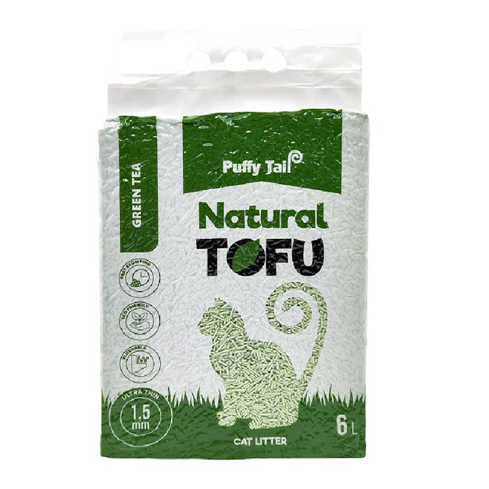 Tofu Cat Litter Puffy Tail Green Tea 1.5mm, 2.4kg